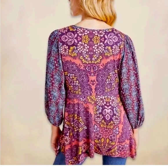 Anthropology Maeve Printed Top Sz 2X - Picture 4 of 6